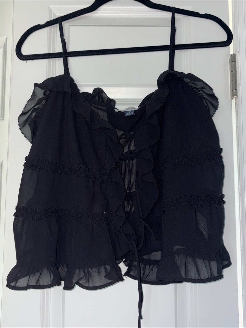 American Eagle Outfitters Black Ruffle Tie-Front Camisole